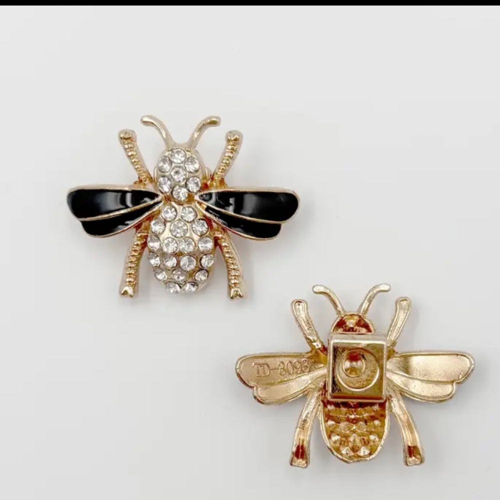 Gold and Black Bee with Crystals shoe clips